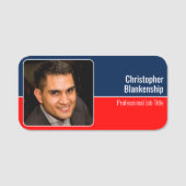 Rode Witte en Blauwe Achtergrond Aangepaste Foto Naamplaatje (Voorkant)