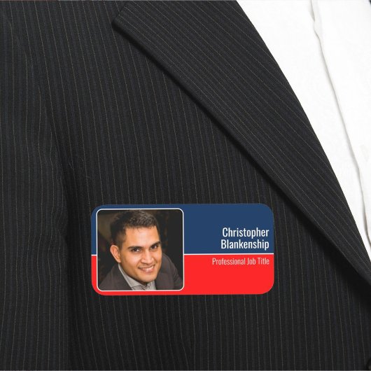 Rode Witte en Blauwe Achtergrond Aangepaste Foto Naamplaatje