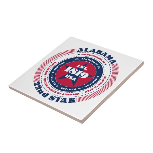 Rode, witte en blauwe Alabama keramische Tegel Tegeltje (Zijkant)