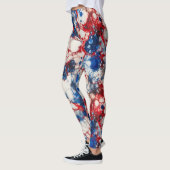 Rode Witte en Blauwe Alcoholinkt USA Vlag Kleuren Leggings (Links)