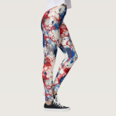 Rode Witte en Blauwe Alcoholinkt USA Vlag Kleuren Leggings (Rechts)