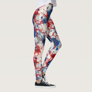 Rode Witte en Blauwe Alcoholinkt USA Vlag Kleuren Leggings