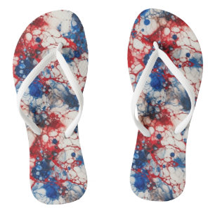Rode Witte en Blauwe Alcoholinkt USA Vlag Kleuren Teenslippers