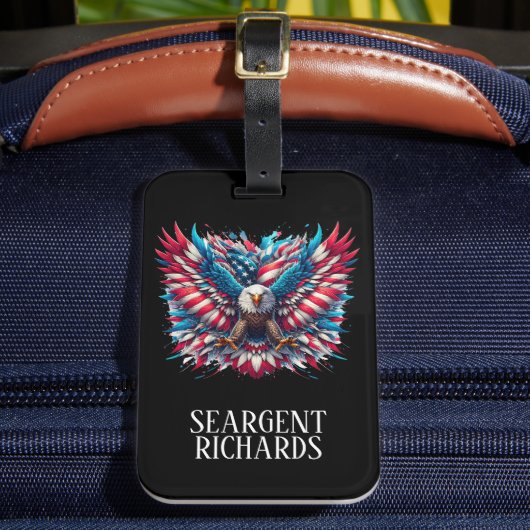 Rode Witte en Blauwe Amerikaanse Adelaar Bagagelabel (Voorkant Insitu 2)
