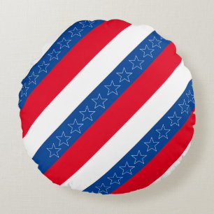 Rode, witte en blauwe Amerikaanse patriottische Rond Kussen