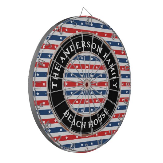 Rode Witte en Blauwe Amerikaanse Vlag Patriottisch Dartbord (Voorkant Links)