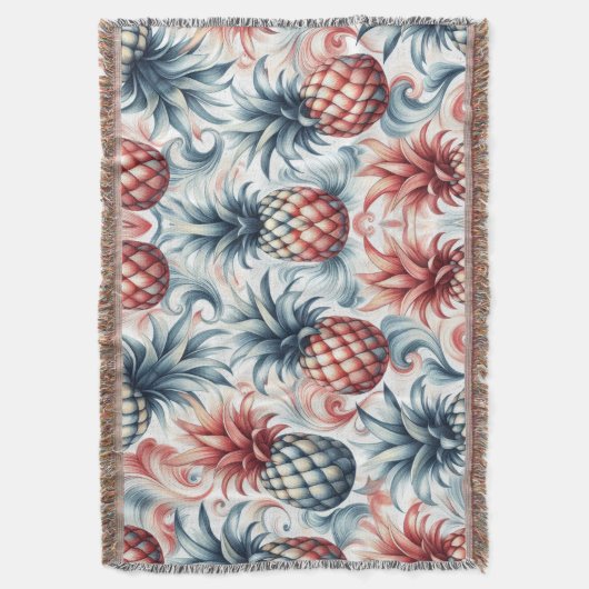 Rode, witte en blauwe ananas deken (Voorkant Verticaal)