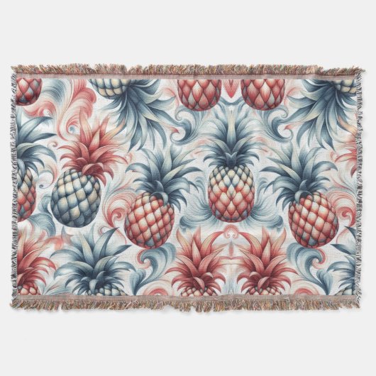 Rode, witte en blauwe ananas deken (Voorkant)