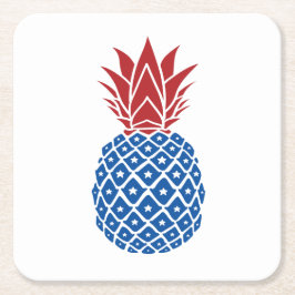 Rode witte en blauwe ananas kartonnen onderzetters