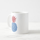 Rode witte en blauwe ananas koffiemok (Voorkant links)