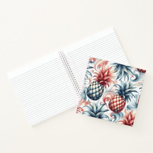 Rode, witte en blauwe ananas notitieboek (Binnen)