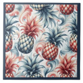 Rode, witte en blauwe ananas tegeltje (Voorkant)