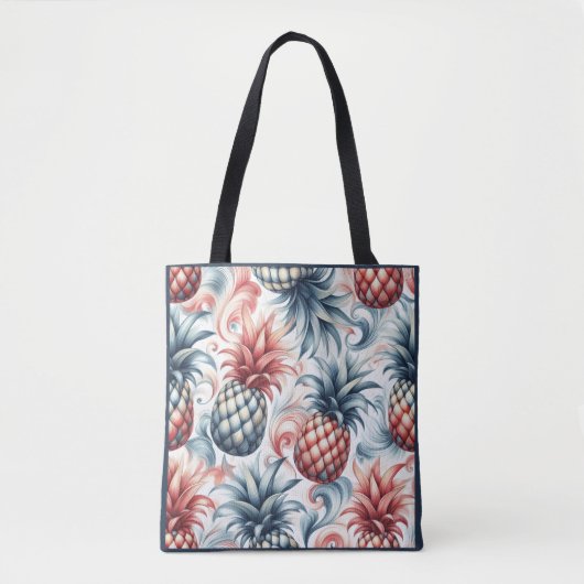Rode, witte en blauwe ananas tote bag (Voorkant)