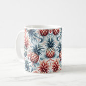 Rode, Witte en Blauwe Ananassen Koffiemok (Voorkant links)