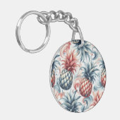 Rode, Witte en Blauwe Ananassen Sleutelhanger (Voorkant Links)