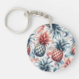 Rode, Witte en Blauwe Ananassen Sleutelhanger