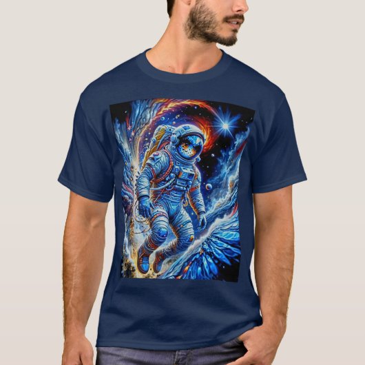 Rode, witte en blauwe astronaut t-shirt (Voorkant)