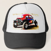 rode witte en blauwe baja bug in alle categorieën trucker pet (Voorkant)