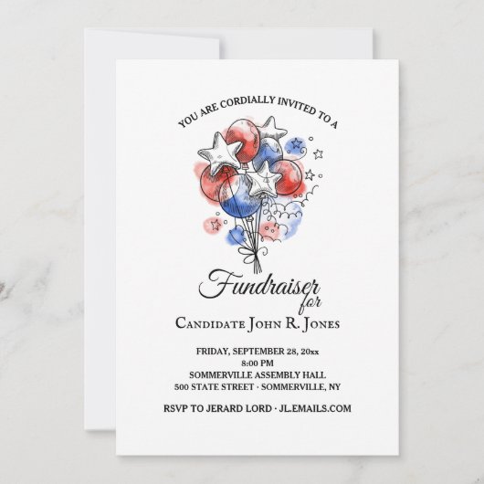 Rode witte en blauwe ballonnen kaart (Voorkant)