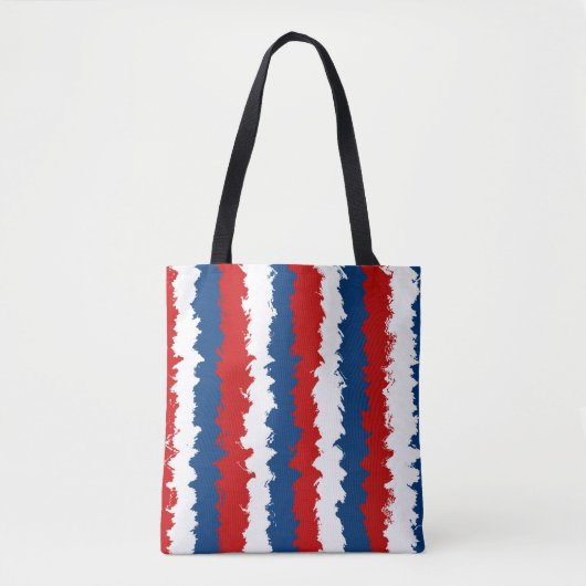 Rode, witte en blauwe band tote bag (Voorkant)