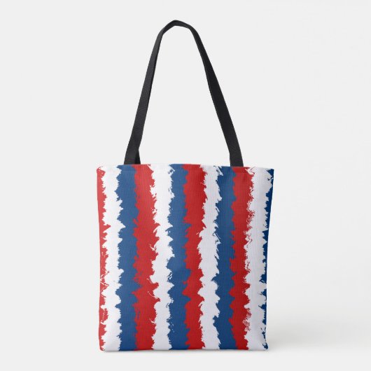 Rode, witte en blauwe band tote bag (Achterkant)