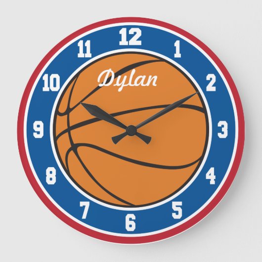 Rode witte en blauwe Basketball-klok Grote Klok (Voorkant)