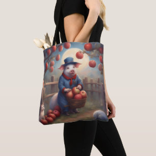 Rode Witte en Blauwe Biggetje en katten boodschapp Tote Bag