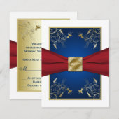 Rode, Witte en Blauwe Bloem RSVP Kaart (Voorkant / Achterkant)