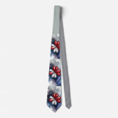 Rode, witte en blauwe bloem stropdas (Voorkant)