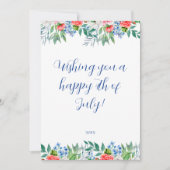 Rode witte en blauwe bloemen 4 juli patriottisch feestdagenkaart (Voorkant)