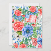 Rode witte en blauwe bloemen 4 juli patriottisch feestdagenkaart (Achterkant)