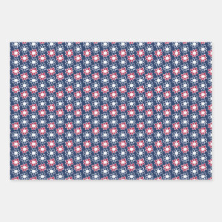Rode, witte en blauwe bloemen inpakpapier vel