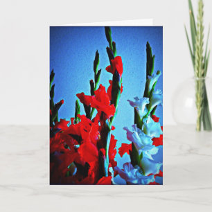 Rode, witte en blauwe bloemen kaart