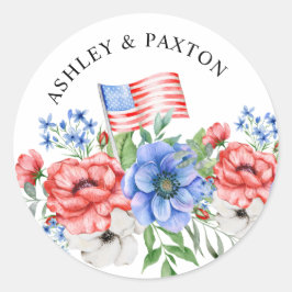 Rode Witte en Blauwe Bloemen met vlag Sticker