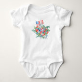Rode Witte En Blauwe Bloemen Patriottisch 4 Juli Romper (Voorkant)