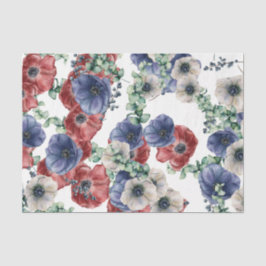 Rode, witte en blauwe bloemen tissuepapier