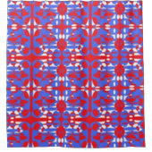 Rode, witte en blauwe bollen douchegordijn (Voorkant)