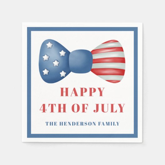 Rode, witte en blauwe boog 4 juli servet (Voorkant)
