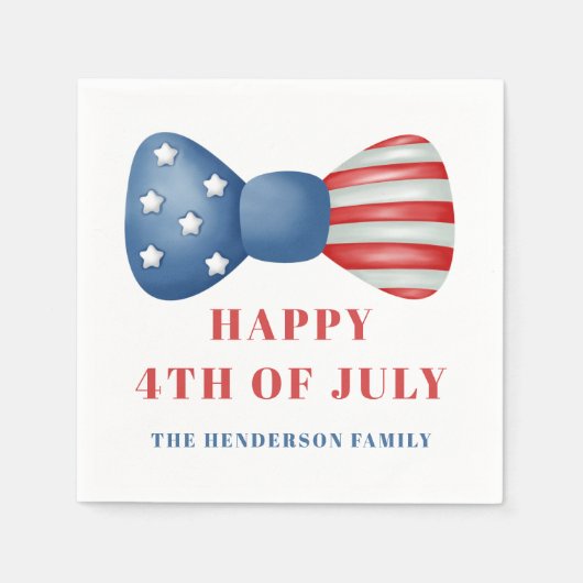 Rode, witte en blauwe boog 4 juli servet (Voorkant)