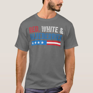 Rode Witte en Blauwe Bosbessen Patriottische Vlag T-shirt