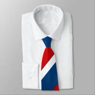 Rode witte en blauwe brede streep stropdas
