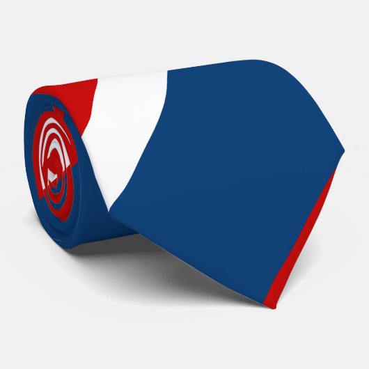 Rode witte en blauwe brede streep stropdas (Opgerold)