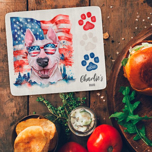Rode Witte en Blauwe Bull Terrier Hond Amerikaanse Snijplank