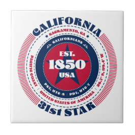 Rode, witte en blauwe Californische keramische Teg Tegeltje