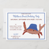 Rode, witte en blauwe Cartoon Crab Beach Party Kaart (Voorkant)