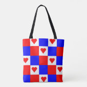 Rode, witte en blauwe cheques tote bag (Achterkant)