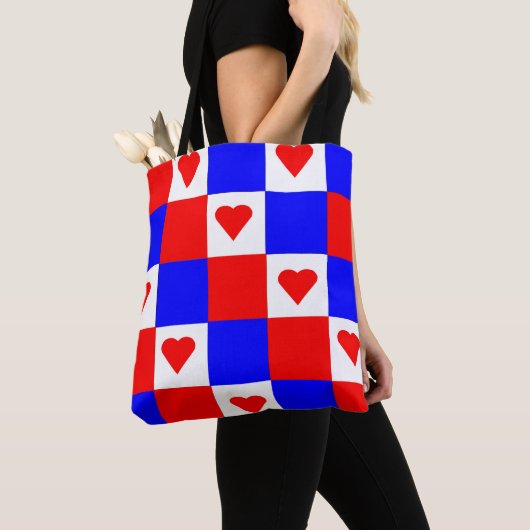 Rode, witte en blauwe cheques tote bag (Dichtbij)