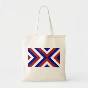 Rode, Witte en Blauwe Chevrons Tote Bag