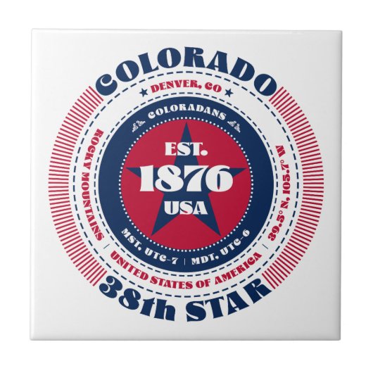 Rode, witte en blauwe Colorado keramische Tegel Tegeltje (Voorkant)