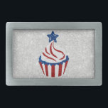 Rode, witte en blauwe cupcake, juli 4 Glitter Gesp<br><div class="desc">Draag je patriottisme met een glans deze Onafhankelijkheidsdag!</div>
